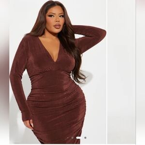 Fashion Nova Chocolate Long Sleeve Dress
